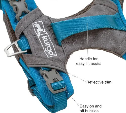 Miniatura 4 de Arnés para perro Kurgo Journey Air - Ajuste seguro para perros activos - Pecho acolchado - Tela ligera Ripstop - Malla transpirable - Ribete Azul