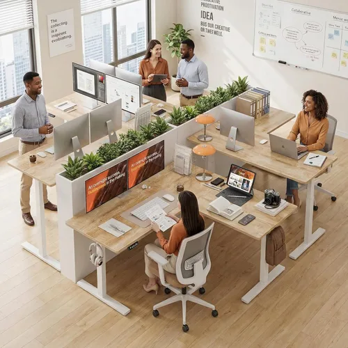 Miniatura 7 de Grandder 63 x 55 Pulgadas Escritorio en Forma de L, Escritorio Eléctrico Ajustable en Altura, Mesa de Esquina para Sentarse y Pararse, Mesa de Negro