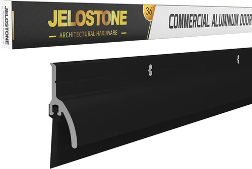 Paquete de 2 – Barrido inferior de puerta de 36 pulgadas con tapa de goteo (negro mate anodizado) – Burlete de puerta con sello de puerta con