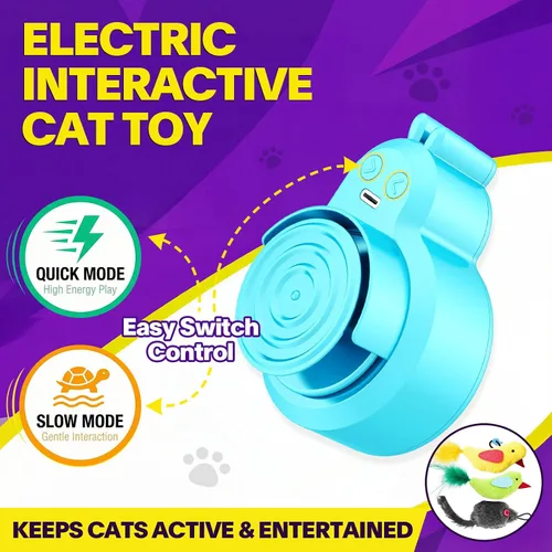 Miniatura 4 de Juguetes interactivos para gatos de interior: varita eléctrica automática de plumas y ratón de pájaro volador, recargable eléctrica colgante, juego