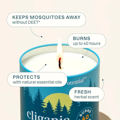 Miniatura 3 de Cliganic Vela repelente de mosquitos natural (grande de 22 onzas), citronela, sin DEET, aceite esencial infundido para exteriores, campamento, quema