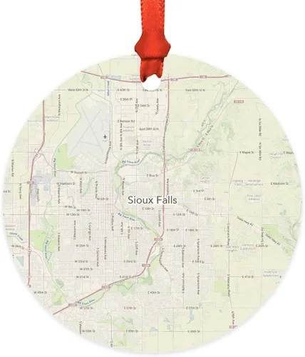 Miniatura 44 de Andaz Press Mapa de la ciudad de Estados Unidos redondo de madera natural MDF ornamento de Navidad, Akron, Ohio Vintage Mapa, 1 paquete, larga