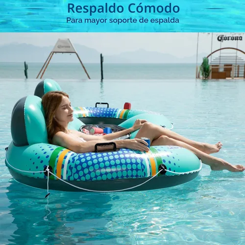 Miniatura 4 de Jasonwell Flotador Inflable para 2 Personas de Alta Resistencia para Río/Piscina con Enfriador Desmontable, Tubos para Lago, Balsa Flotadora de Río