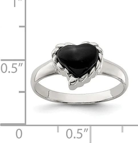 Miniatura 3 de 925 Sterling Silver Black Onyx Heart Band Ring Love Stone Natural Shell Wood Fine Jewelry For Women Gifts For Her