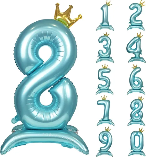 Miniatura 21 de Globos de aluminio grandes con corona negra número 0 para niños y niñas, cumpleaños, boda, aniversario, fiesta, baby shower, suministros 0
