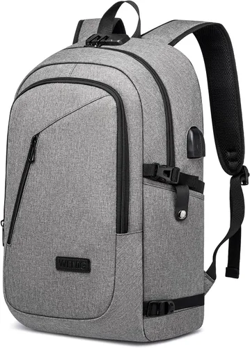 Miniatura 8 de WENIG - Mochila antirrobo para portátil de viaje con puerto de carga USB y cerradura, mochila de trabajo delgada y resistente al agua para hombres
