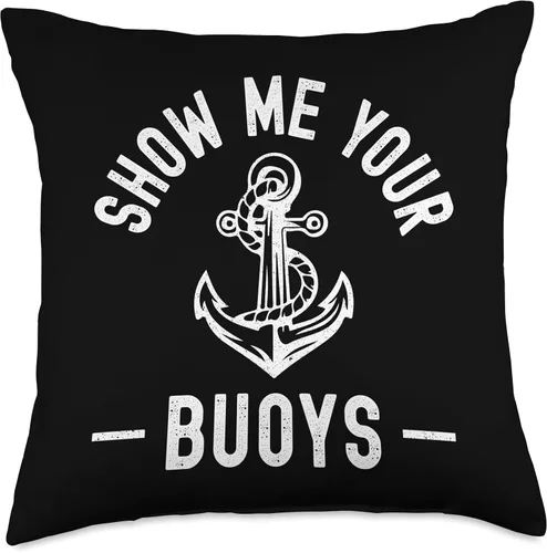 Miniatura 5 de Pontoon Boat Accessories & Lake Life Tees Show Me Your Buoys - Divertida almohada de marinero humor para adultos, 16 x 16 pulgadas, multicolor