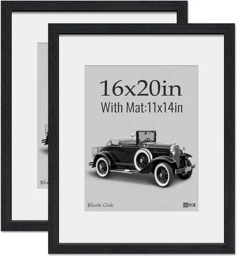 Miniatura 8 de VCK Portarretratos de 5 x 7, 2 unidades, grano de madera natural, roble negro y vidrio HD, para fotos de 4 x 6 con paspartú o 5 x 7 sin paspartú