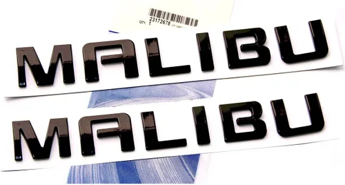 Yoaoo Paquete de 2 Emblemas de Letras de Placa de Identificación Malibu OEM Negro Brillante Compatible con Malibu