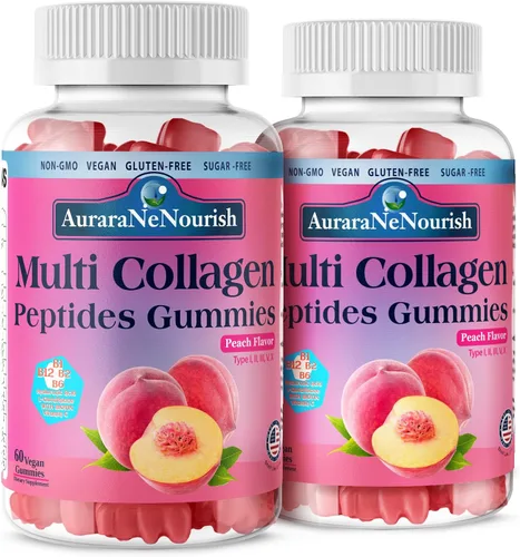 Miniatura 9 de Gomitas de péptidos de colágeno múltiple, sin azúcar, hidrolizadas, 5000 mg de proteína, tipo I, II, III, V, X, con biotina, ácido hialurónico