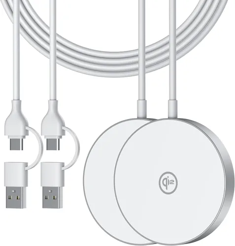 NewQ Almohadilla de carga inalámbrica magnética, cargador inalámbrico certificado de 15 W Mag-Safe compatible con iPhone 17/16/15/14/13/12 Series (2