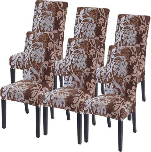 Miniatura 96 de SearchI Juego de 4 fundas para sillas de comedor, elásticas con estampado floral, fundas deslizables para sillas Parsons de spandex, removibles