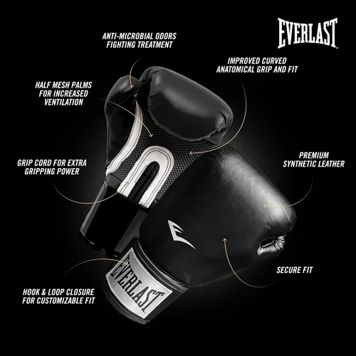 Miniatura 4 de Everlast Prostyle 2 Youth Boxing Gloves, Entry Level Training Gloves for Men and Women, Secure Fit Hook and Loop Closure & Ventilation, Heavy Bag &