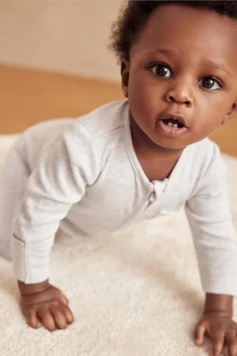 Miniatura 3 de MORI Pijama para bebés niños y niñas con cremallera, de algodón orgánico y bambú, unisex, con pies, ropa de dormir para bebés de 0 a 9 meses, Grey