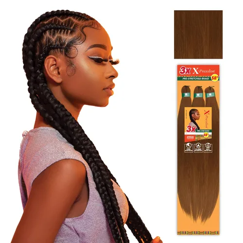 Miniatura 19 de Sensationnel X-Pression - Trenzas prestiradas, 3 unidades, 58 pulgadas, paquete de 1 unidad, 1B