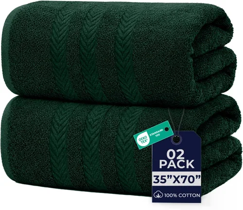 DAN RIVER Paquete de 2 toallas de baño extra grandes de 35 x 70 pulgadas, toallas de baño grandes para adultos, juego de toallas de gran tamaño