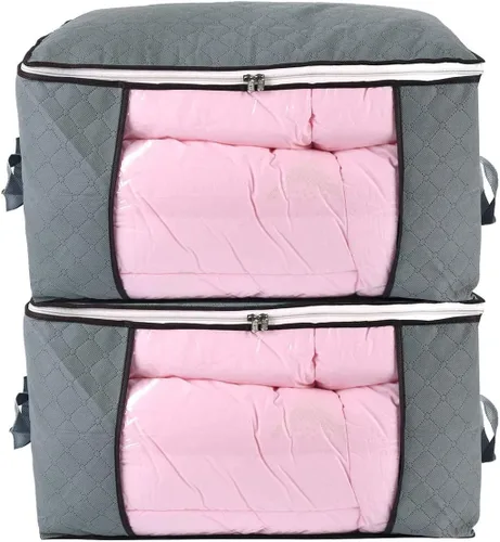ComboCube - Bolsa de almacenamiento para edredón, bolsa con cremallera con ventana grande transparente y asas de transporte, organizadores para