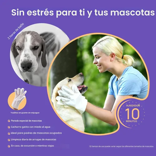 Miniatura 7 de HICC PET Toallitas desodorizantes de limpieza para perros y gatos, hipoalergénicas, hidratantes y nutritivas para guantes de aseo de mascotas