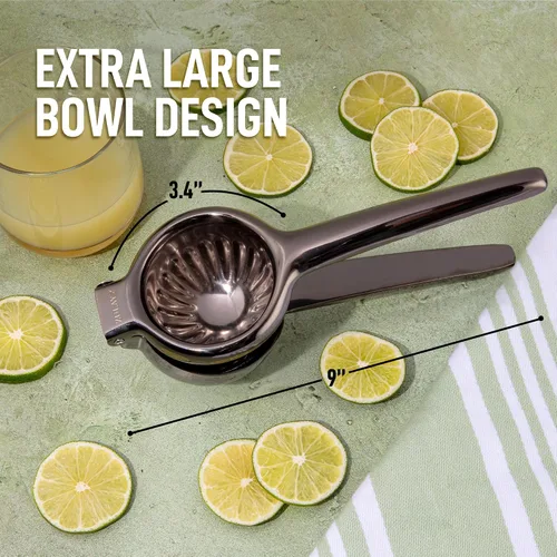 Miniatura 2 de Zulay Kitchen Exprimidor de limón extra grande de acero inoxidable, fácil de apretar y resistente, exprimidor de limón, exprimidor ergonómico