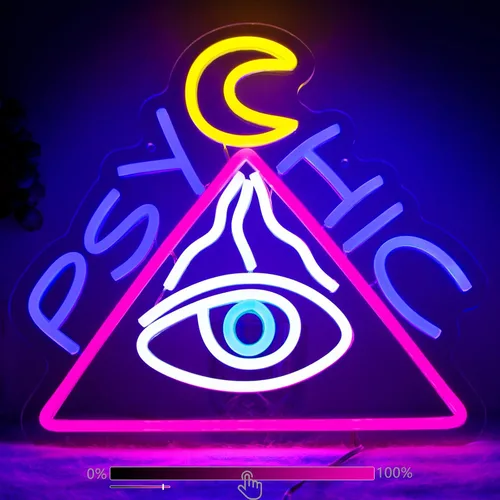 Letrero de neón psíquico de ojos malvados para decoración de pared, luces LED, decoración de Halloween, letreros de neón estéticos para decoración