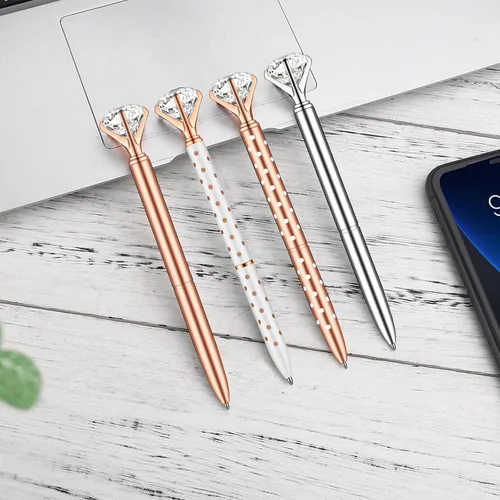 Miniatura 7 de PASISIBICK 16 piezas de bolígrafos con diamante grande - Bolígrafos de metal con cristal brillante de boda con tinta negra (4 colores mixtos)