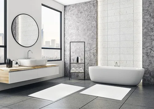 Miniatura 5 de Paquete de 6 toallas de baño blancas de 20 x 30 pulgadas, tapetes de baño económicos de hotel para piso de baño, calidad de hotel y tapetes de baño