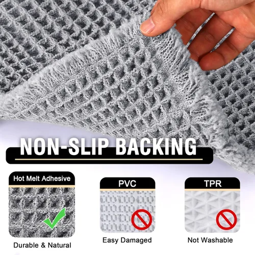 Miniatura 5 de H.VERSAILTEX Alfombra de baño de gofre con diseño de baño superabsorbente, alfombras de baño antideslizantes para el suelo del baño, lavables a