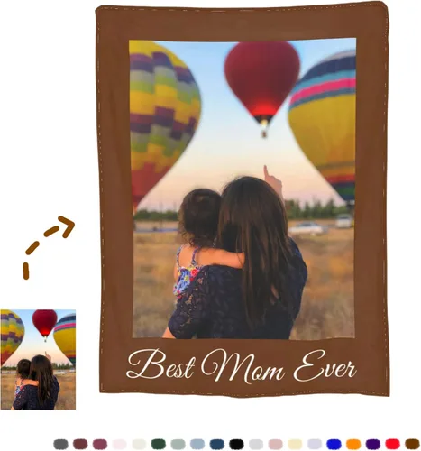 Manta de fotos personalizada, manta personalizada para mamá con foto y texto, manta de franela suave personalizada para regalo para el día de la