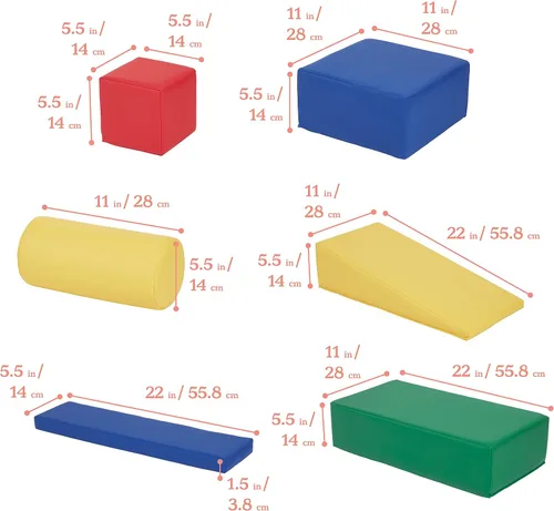 Miniatura 2 de ECR4Kids SoftZone Bloques de construcción blandos, formas de espuma, surtido, 16 piezas