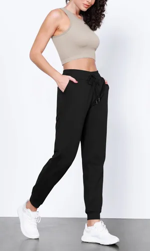 Miniatura 4 de ODODOS Pantalones deportivos para mujer con bolsillos, de algodón de rizo francés, cintura alta, con cordón