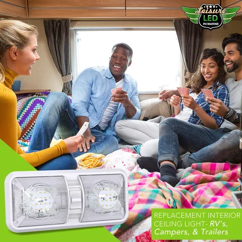 Miniatura 9 de Aplique de luz LED para techo de RV con doble cúpula y interruptor de encendido/apagado para iluminación interior de coche/RV/remolque/camper/barco
