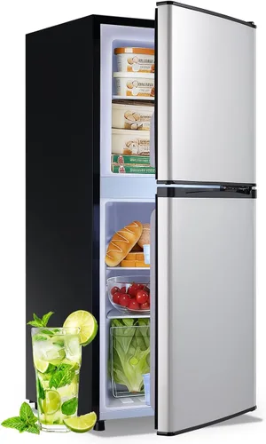 Miniatura 10 de DEMULELR - Refrigerador pequeño de 3.9 pies cúbicos con congelador, refrigerador de dos puertas con cajón para verduras y espacio extra