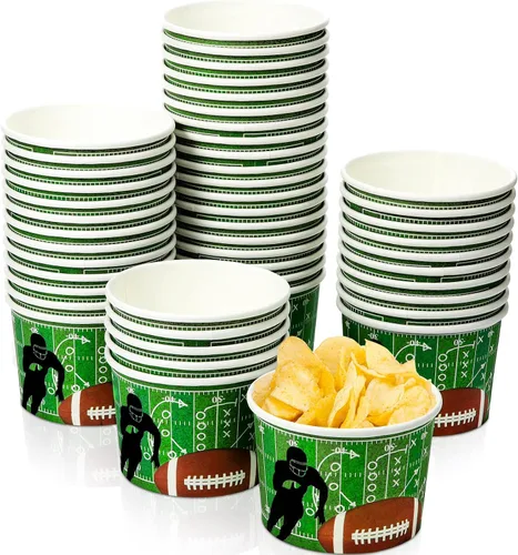 Miniatura 9 de Cuenco de papel para aperitivos de fútbol, cuencos de fútbol para el día del juego, suministros para fiestas, cuenco de fútbol de 9 onzas, cuenco