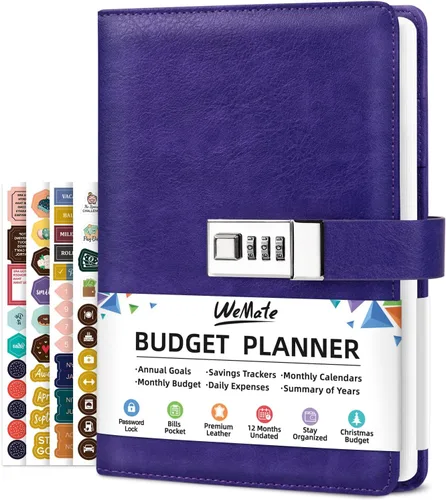 WEMATE Agenda de presupuesto 2026 con cerradura, libro de presupuesto mensual con cuaderno de seguimiento de gastos, planificador financiero sin