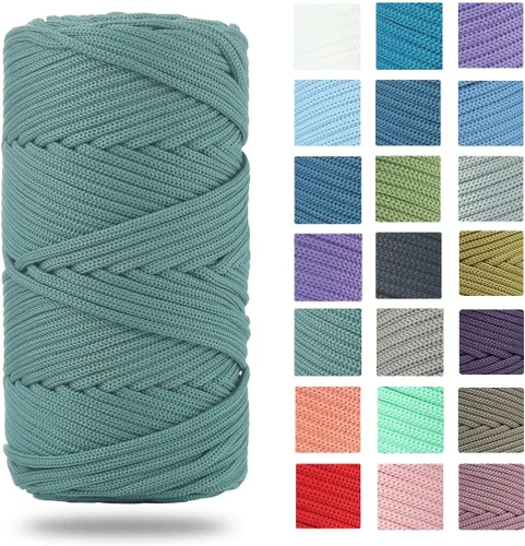 Miniatura 9 de Cordón de poliéster trenzado de 0.157 pulgadas, 160 yardas, hilo elástico para ganchillo, cuerda de poliéster para manualidades, bolsa de Beige