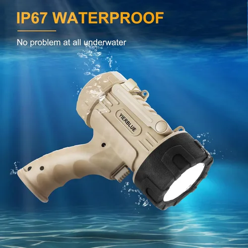 Miniatura 3 de YIERBLUE Linterna de Foco Recargable con LED de 1000000 Altos Lúmenes, Foco de Largo Alcance Impermeable IP67, Foco de Mano Resistente a Impactos