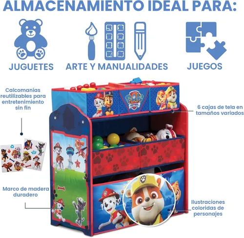 Miniatura 4 de Delta Children Design & Store - Organizador de almacenamiento de juguetes de 6 compartimentos, Nick Jr. PAW Patrol Cachorros de rescate de la Patrul