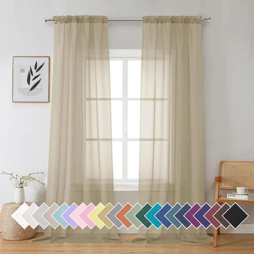 Miniatura 182 de Aiyufeng 2 paneles de cenefa transparente negra de 14 pulgadas de largo, cortinas cortas negras transparentes para dormitorio, cortinas de cocina