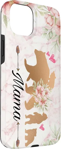 Miniatura 3 de iPhone 15 Plus Mama Bear & Cubs Design Phone Grip para mamá - Funda para 3 niños