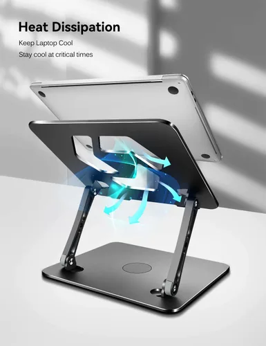 Miniatura 6 de ivoler Soporte Ajustable para Laptop con Base Giratoria de 360°, Soporte Ergonómico para Laptop para Escritorio, Elevador de Laptop Plegable