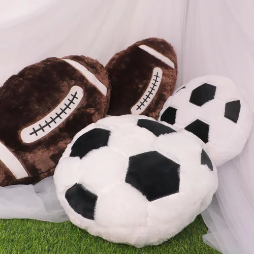Miniatura 3 de XGOPTS Almohada de fútbol con temática deportiva de fútbol, cojín redondo con forma de fútbol, almohadas decorativas suaves para decoración