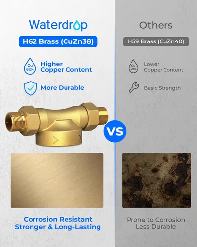 Miniatura 3 de Waterdrop Filtro de sedimentos giratorio, con soporte, sistema de filtro de agua para toda la casa para agua de pozo, 1 pulgada MNPT + 3/4 pulgadas
