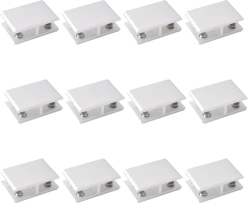 Miniatura 10 de INCREWAY Abrazadera de vidrio, paquete de 4 soportes ajustables de aleación de aluminio de doble cara para estante de vidrio, soporte de abrazadera