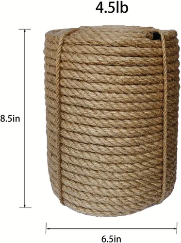 Miniatura 2 de Cuerda de yute de 0.394 in, 164 pies, 4.5 libras de grosor, cuerda de yute de jardín para rascador de gatos, jardinería, agrupación y colgar