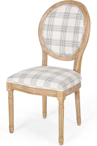 Miniatura 6 de Christopher Knight Home Camille - Sillas de comedor tradicionales de terciopelo, 2 piezas, color gris y blanco brillante Cuadros grises + naturales