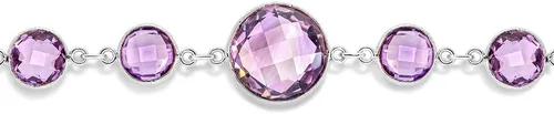 Miniatura 2 de Gem Stone King 30.00 Ct Checkerboard Round Blue Topaz 925 Silver 7 Inches Bracelet For Women with 1 Inch Extender