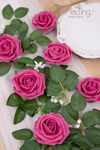 Miniatura 2 de MACTING 30 rosas de flores artificiales, flores falsas de tacto real con tallos, rosas de espuma para ramo de boda, fiesta, centros de mesa, baby