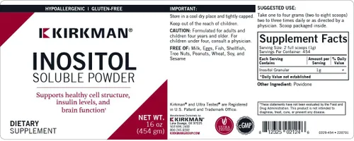 Miniatura 3 de Kirkman Polvo soluble puro de inositol - Hipoalergénico 454 gm/16 oz