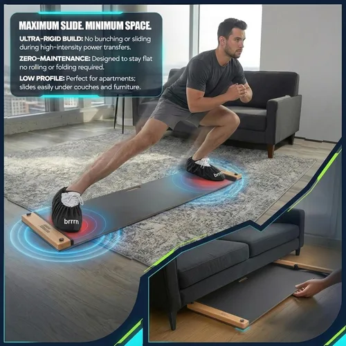Miniatura 7 de Tabla deslizante ajustable (5 pies o 6 pies) – Tabla de entrenamiento lateral premium para hockey, velocidad, agilidad y fitness en casa Incluye