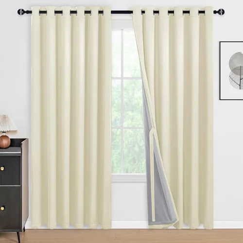 Miniatura 139 de DWCN Cortinas 100% opacas de 84 pulgadas de largo para dormitorio con forro negro, paneles de cortina de ventana de doble capa con aislamiento Azul